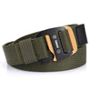 AWMN Men Casual Woven Stretch Sports Hook Buckle Belt, Length: 120cm(Army Green)