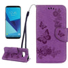 For Galaxy S8 Butterflies Embossing Horizontal Flip Leather Case with Holder & Card Slots & Wallet & Lanyard(Purple)