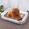 Plush Dog Cat Bed & Rattan Mat, XXS Grey/White, 45x30x15cm