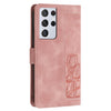 For Samsung Galaxy S21 Ultra 5G Tulips Embossed Leather Phone Case with Lanyard(Pink)