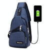 Dxyizu Multi-Function Portable Casual Canvas Chest Bag Outdoor Sports Shoulder Bag Waist Bag with External USB Charging Interface for Men / Women / Student, Random Logo Delivery(Blue)