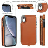 For iPhone XR Double Flap Zipper RFID Leather Phone Case with Short Lanyard(Brown)