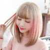 Female Gradient Highlighting Lifelike Chemical Fiber Headgear Wigs(White Tea Color 39CM)