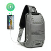 Ozuko 9283 Men Outdoor Anti-theft Chest Bag Rivet Messenger Bag with External USB Charging Port(Orange)
