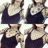 Sexy Mesh High Collar Long Sleeve Bottoming Blouse, Size:  One Size( Branch)
