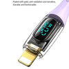 USAMS Type-C to 8 Pin PD20W Aluminum Alloy Transparent Digital Display Fast Charge Data Cable, Cable Length:2m(Black)