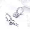 Key Lock Earrings S925 Sterling Silver Platinum-plated Simple Earrings