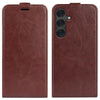 For Samsung Galaxy S25+ 5G R64 Texture Vertical Flip Leather Phone Case(Brown)