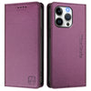 For iPhone 14 Pro Max RC01 Dual-Folded Magnetic Suction RFID Leather Phone Case(Violet)