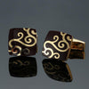 Men Clover Rose Pattern Cufflinks, Color: Gold Cloud Pattern