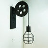 40W Grenade Retro Wrought Iron Pulley Lifting Wall Lamp Corridor Aisle Porch Wall Lamp(Black No Bulb)