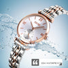 SKMEI 9198 Simple Roman Numeral Dial Metal Belt Quartz Watch for Couples(Rose Gold Silver Women)