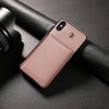 For iPhone X / XS Three Fold Card Bag Phone Case with Long Lanyard(Rose Gold)