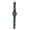 JNEW A380-86294 Children Waterproof Time Cognitive Cartoon Universe Colorful Backlight LED Electronic Watch( Black)