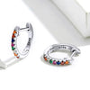 Sterling Silver Rainbow Earrings S925 Zircon Earrings, Color:White