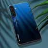 For Samsung Galaxy S25+ 5G Gradient Color Glass Phone Case(Blue Black)
