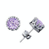 Women Crown Earrings Crystal Jewelry Double Stud Earrings  (Gold Purple)