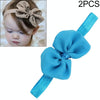 2 PCS Baby Headband Ribbon Chiffon Bow Children Hair Band Headwear(Light Blue)
