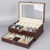 PU Leather 12-bit Watch Box Double-layer Jewelry Box Storage Display Box(Brown)