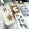 For iPhone 12 Pro Max Cute Embroidery Plush Silicone Phone Case(Beige Cat)