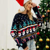Autumn And Winter Women Pullover Sweater Christmas Tree Knit Sweater, Size: M(Dark Blue)