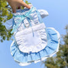 Blue Pet Maid Dress with Leash Ring, XS - Dog/Cat Dress