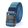 AWMN Men Outdoor Metal Buckle Elastic Nylon Belt, Length: 120cm(Twill Blue)