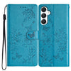 For Samsung Galaxy A56 5G Butterflies and Flowers Leather Phone Case(Blue)
