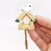 3 PCS 1:12 mini Dull House Dollhouse Wooden Wall Clock Bird Clock House Toy Simulation Clock Model(Log color)