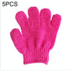 5 PCS Shower Bath Gloves Exfoliating Spa Massage Scrub Body Glove(Red)