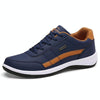 Leather Men Casual Shoes Breathable Leisure Male Sneakers All-match Men Shoes, Size: 40(Deep Blue)
