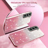 ForSamsung Galaxy S22+ 5G Gradient Glitter Flower All-inclusive Phone Case(Pink)