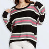 Women Knitwear Turtleneck Sweater, Size: S(Black Powder Stripes)