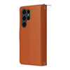 For Samsung Galaxy S23 Ultra 5G Nine-card Slots Zipper Wallet Bag Leather Phone Case(Brown)