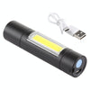 A1 USB Charging Waterproof Fixed Focus XPE + COB Flashlight with 3-Modes & Storage Box
