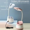 USB Charging LED Desk Light Eye Protection Lamp with Pen Holder and Phone Holder(CS276-4 Blue)