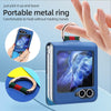 For Samsung Galaxy Z Flip5 VIETAO Metal Ring Card Slot PU Phone Case(Blue)