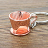 Mini Metal Keychain Coffee Utensils Decorative Pendant, Style: Strainer Cup Rose Gold
