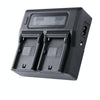 LCD Display Dual Channel Battery Charger with USB Port for Sony NP-F990/NP-F550/NP-F550 Battery, US Plug (Black)