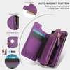 For iPhone SE 2022 / 2020 / 8 Double Flap Zipper RFID Leather Phone Case with Short Lanyard(Dark Purple)