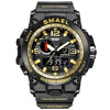 SMAEL 1545D Chronograph Calendar Alarm Clock Night Light Waterproof Watch Outdoor Men Watch(Gold)