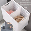 Foldable Dirty Clothes Basket Wall Mounted Bathroom Dirty Clothes Storage Frame Plastic Laundry Basket, Specification: Plus Large White