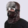 Leather Lei Feng Hat Winter Warm Ear Protection Cotton Cap, Style: Transparent Lens Brown