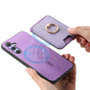For Samsung Galaxy A34 5G Retro Cross Leather Ring Vertical Insert Card Bag MagSafe Phone Case(Purple)
