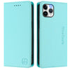 For iPhone 11 Pro RC01 Dual-Folded Magnetic Suction RFID Leather Phone Case(Mint Green)