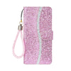 For Samsung Galaxy Note 20 Glitter Powder Horizontal Flip Leather Case with Card Slots & Holder & Lanyard(Pink)