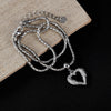 OPK GX2410 Personalized Vintage Feather Heart Alloy Pendant Steel Necklace