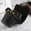 Oil Skin PU Leather Camera Full Body Case Bag with Strap for Olympus EM10 III(Black)