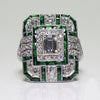Luxury Square Women Crystal Zircon Engagement Ring, Ring Size:10(Green)