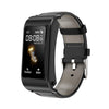 H21 1.14 inch Leather Band Earphone Detachable Smart Watch Support Temperature Measurement / Bluetooth Call / Voice Control(Black)